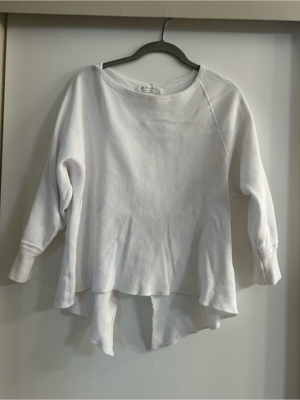 We The Free White Waffle-Knit Hi-Low Pullover